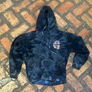 Anti Social Social Club Black and Gray tie dye Hoodie